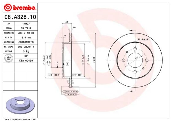 Tarcza hamulcowa BREMBO 08.A328.10
