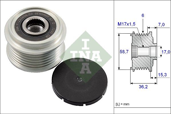 Alternator - sprzęgło jednokierunkowe INA 535009810