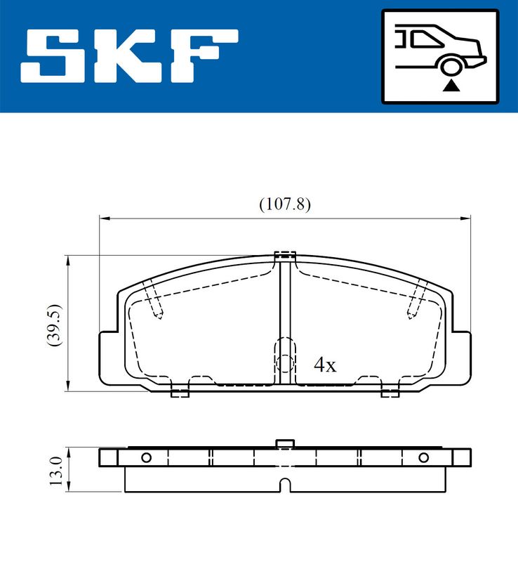 Zestaw klocków hamulcowych, hamulce tarczowe SKF VKBP90587