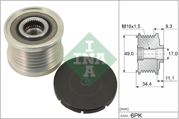 Alternator - sprzęgło jednokierunkowe INA 535007510