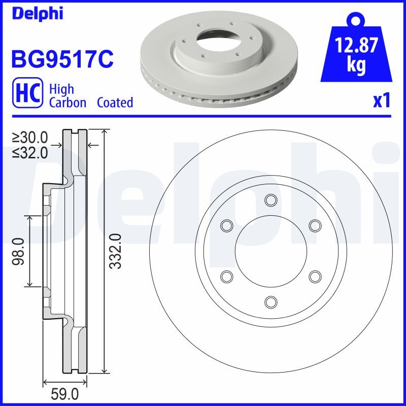 Tarcza hamulcowa DELPHI BG9517C