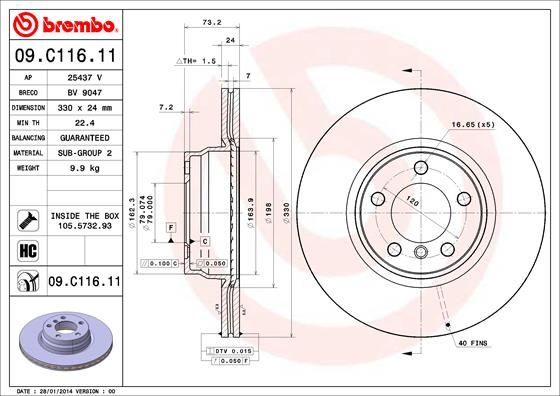 Tarcza hamulcowa BREMBO 09.C116.11