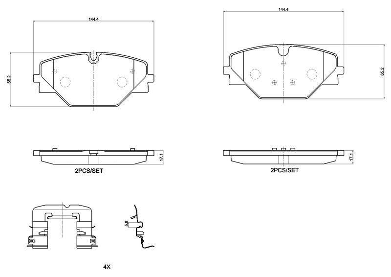 Zestaw klocków hamulcowych, hamulce tarczowe BREMBO P 44 032