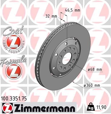 Tarcza hamulcowa ZIMMERMANN 100.3351.75