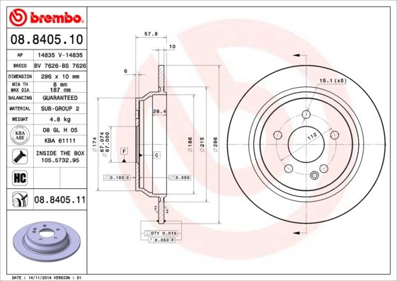 Tarcza hamulcowa BREMBO 08.8405.11
