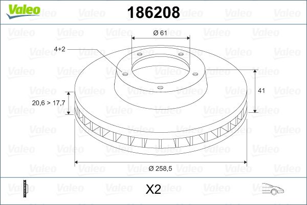 Tarcza hamulcowa VALEO 186208