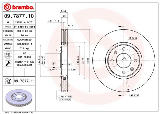 Tarcza hamulcowa BREMBO 09.7877.11