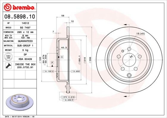 Tarcza hamulcowa BREMBO 08.5898.10