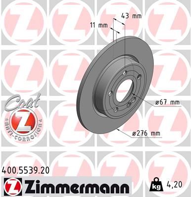 Tarcza hamulcowa ZIMMERMANN 400.5539.20