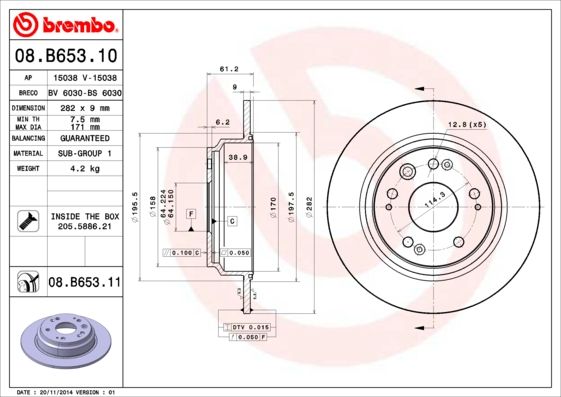 Tarcza hamulcowa BREMBO 08.B653.11