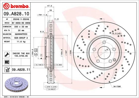 Tarcza hamulcowa BREMBO 09.A828.11
