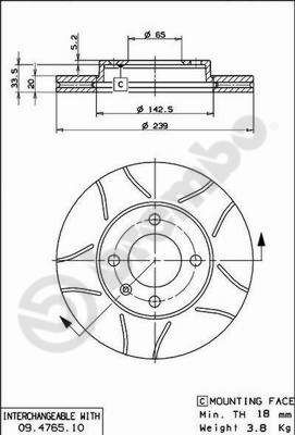 Tarcza hamulcowa BREMBO 09.4765.75