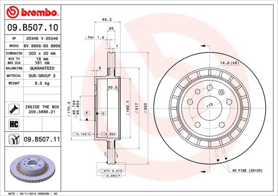 Tarcza hamulcowa BREMBO 09.B507.11