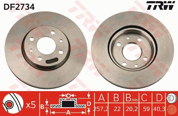 Tarcza hamulcowa TRW DF2734
