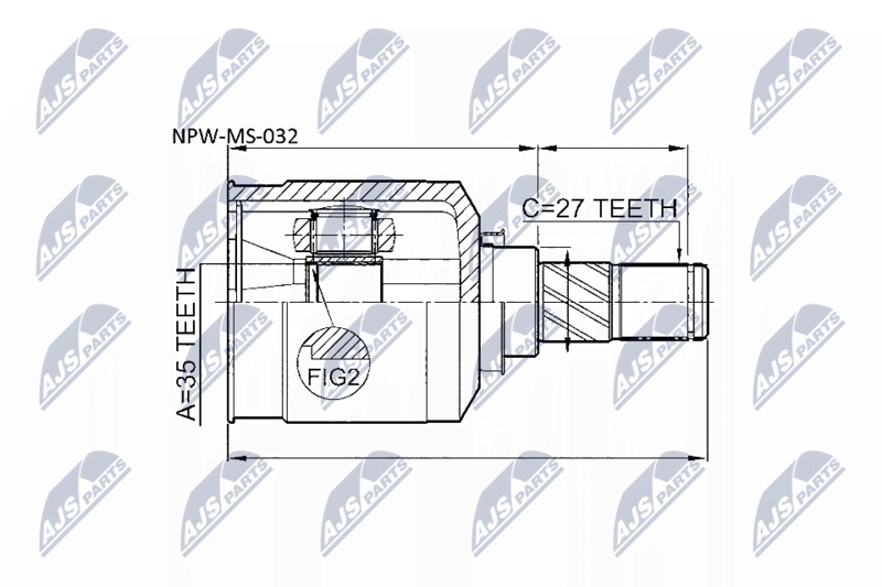 Zestaw przegubu, wał napędowy NTY NPW-MS-032