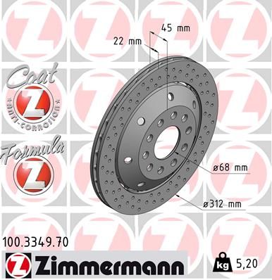 Tarcza hamulcowa ZIMMERMANN 100.3349.70