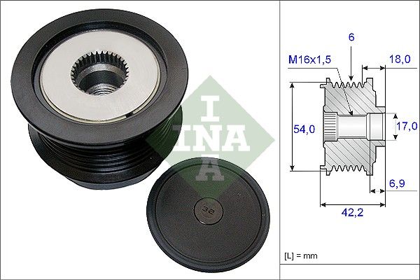 Alternator - sprzęgło jednokierunkowe INA 535018810