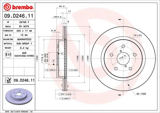 Tarcza hamulcowa BREMBO 09.D246.11