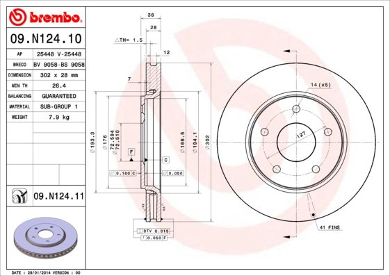 Tarcza hamulcowa BREMBO 09.N124.11