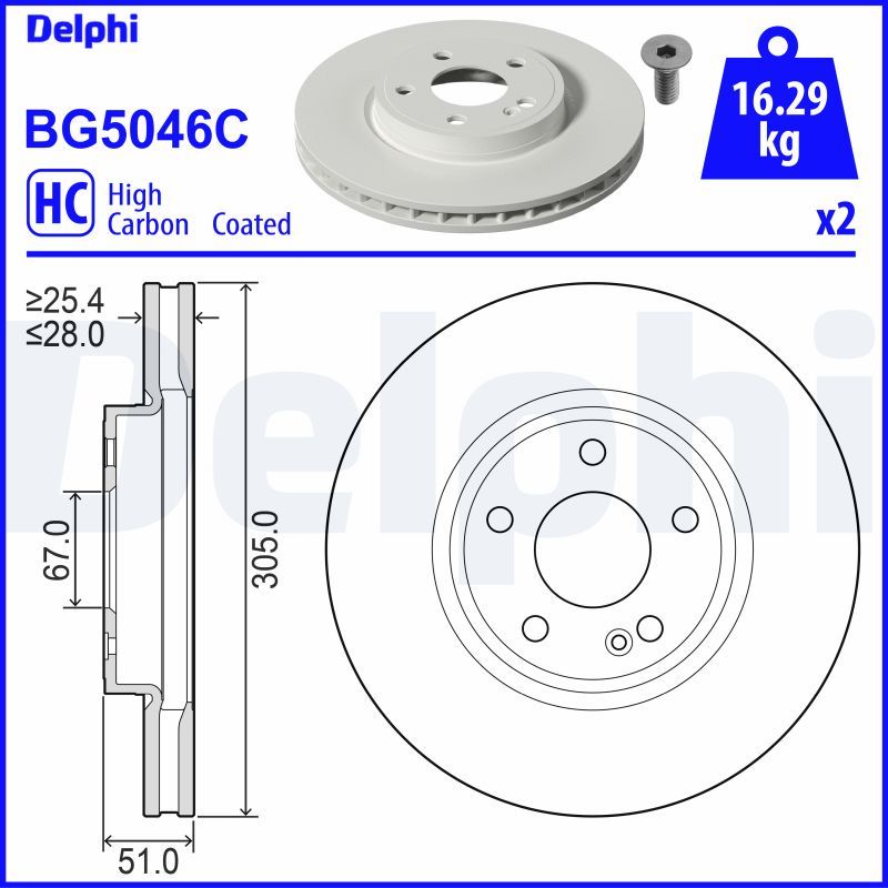 Tarcza hamulcowa DELPHI BG5046C
