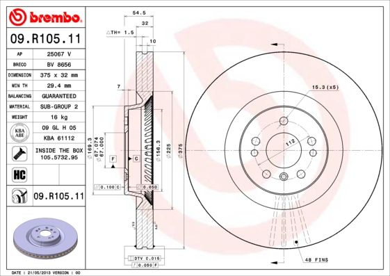 Tarcza hamulcowa BREMBO 09.R105.11