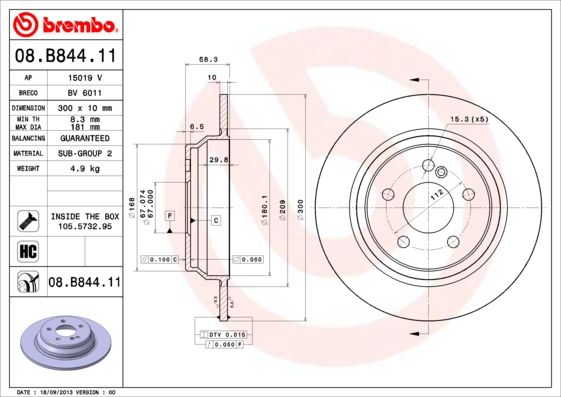 Tarcza hamulcowa BREMBO 08.B844.11