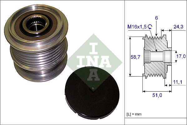 Alternator - sprzęgło jednokierunkowe INA 535020010