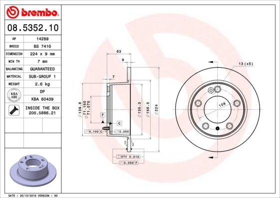 Tarcza hamulcowa BREMBO 08.5352.10