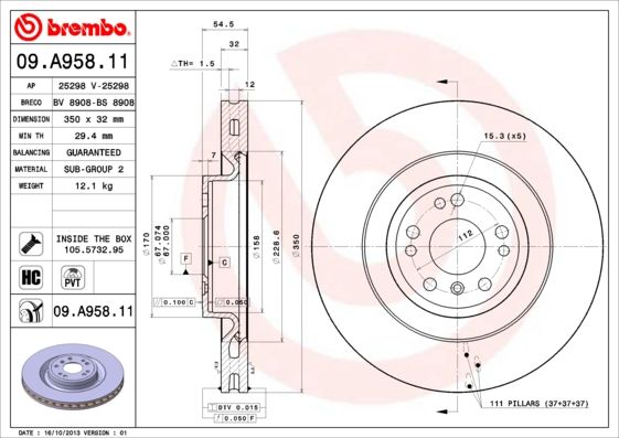 Tarcza hamulcowa BREMBO 09.A958.11