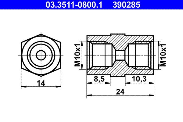 Adapter, przewód hamulcowy ATE 03.3511-0800.1