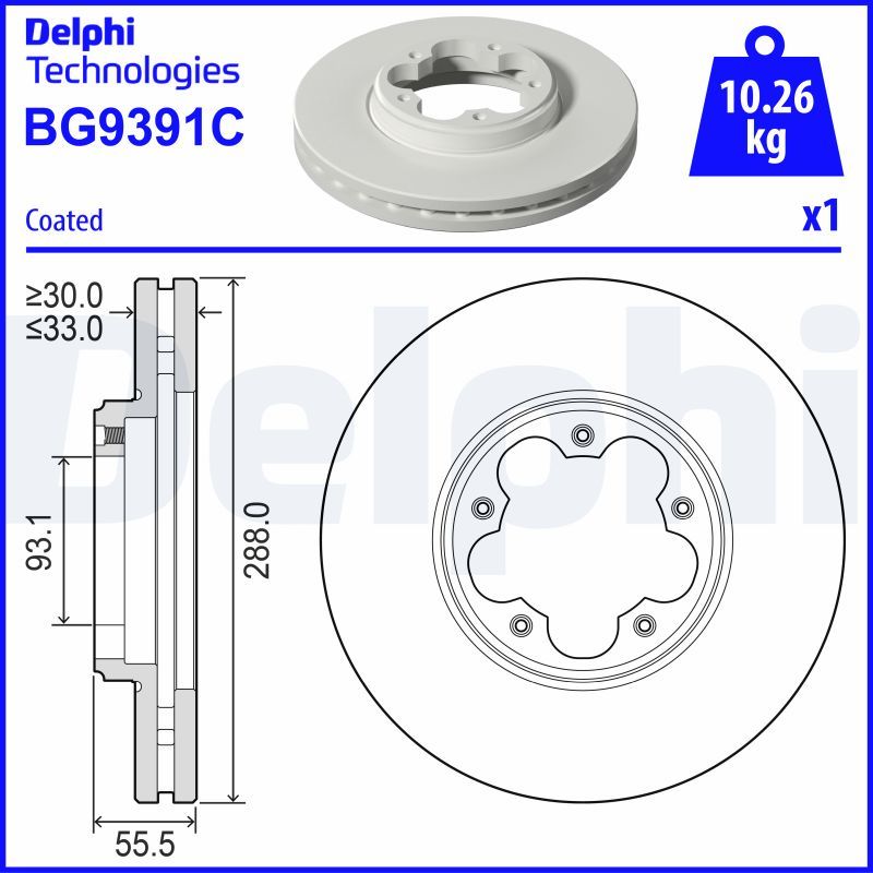 Tarcza hamulcowa DELPHI BG9391C