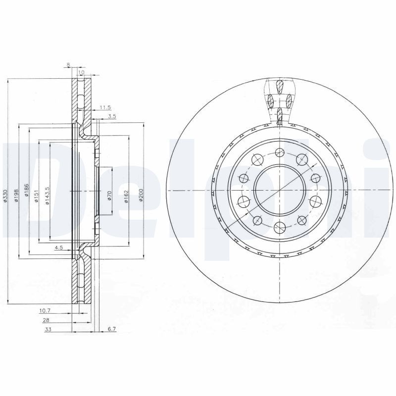 Tarcza hamulcowa DELPHI BG3993
