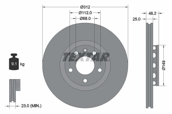 Tarcza hamulcowa TEXTAR 92106105