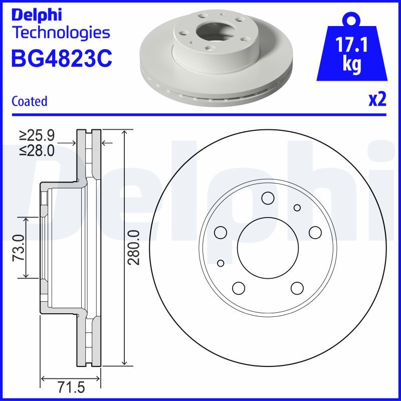Tarcza hamulcowa DELPHI BG4823C