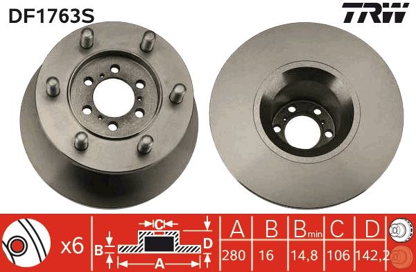 Tarcza hamulcowa TRW DF1763S