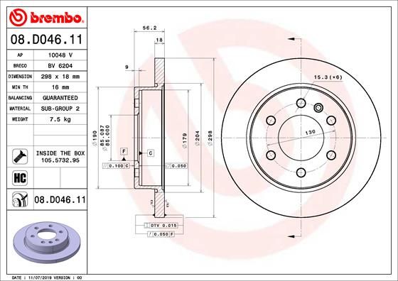 Tarcza hamulcowa BREMBO 08.D046.11