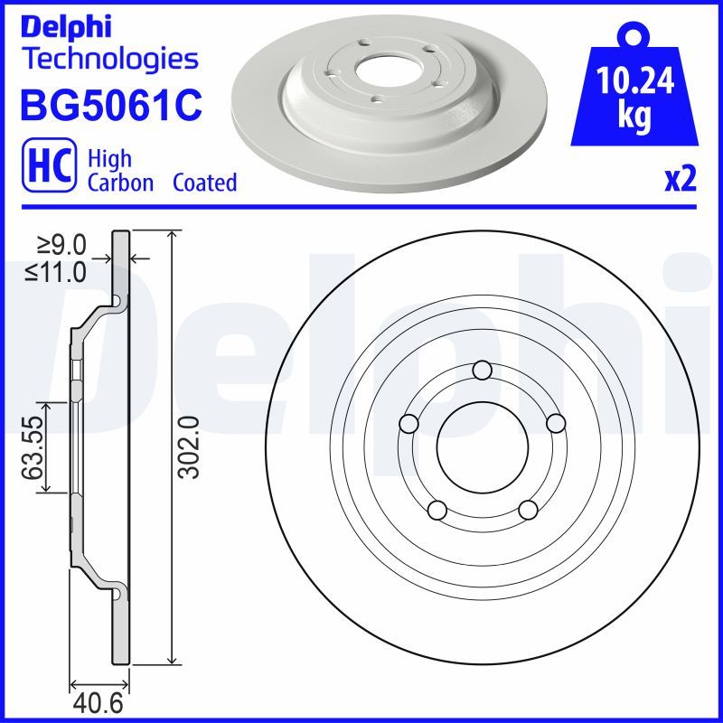 Tarcza hamulcowa DELPHI BG5061C
