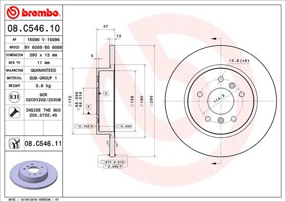 Tarcza hamulcowa BREMBO 08.C546.11