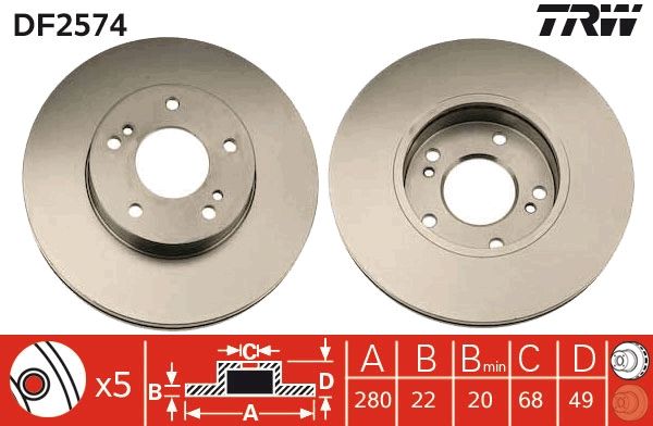 Tarcza hamulcowa TRW DF2574