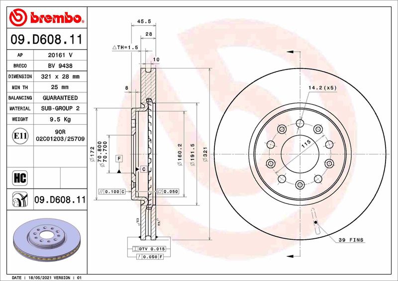 Tarcza hamulcowa BREMBO 09.D608.11