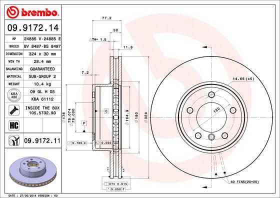 Tarcza hamulcowa BREMBO 09.9172.11