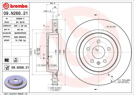 Tarcza hamulcowa BREMBO 09.N266.21