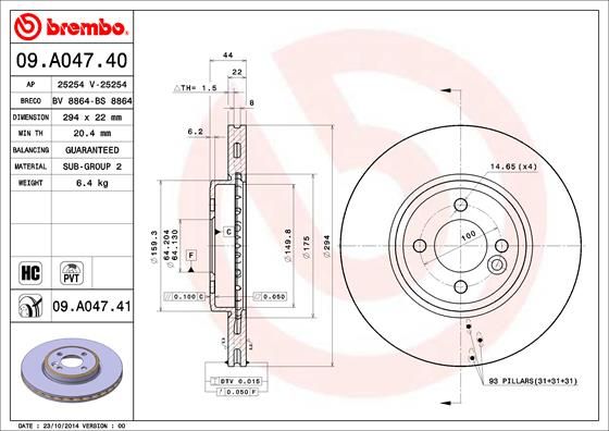 Tarcza hamulcowa BREMBO 09.A047.41