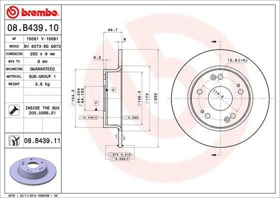 Tarcza hamulcowa BREMBO 08.B439.11