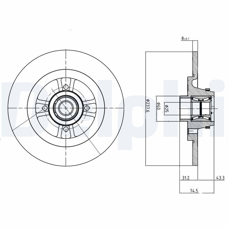 Tarcza hamulcowa DELPHI BG9025RS