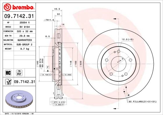 Tarcza hamulcowa BREMBO 09.7142.31
