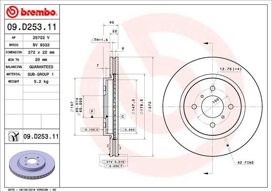 Tarcza hamulcowa BREMBO 09.D253.11
