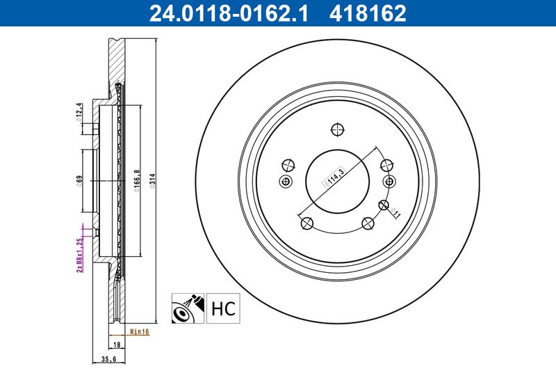 Tarcza hamulcowa Ate 24.0118-0162.1