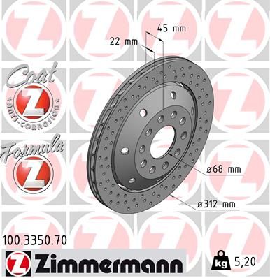 Tarcza hamulcowa ZIMMERMANN 100.3350.70