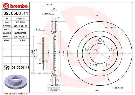 Tarcza hamulcowa BREMBO 09.C500.11